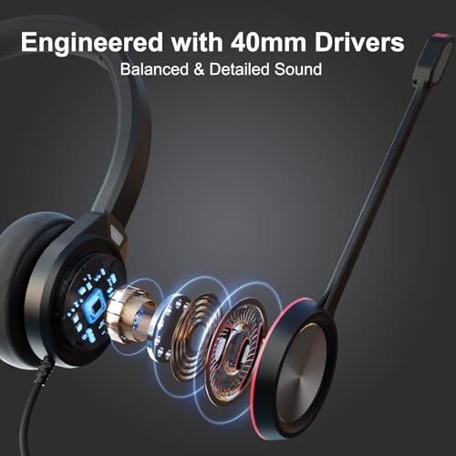 USB Headset with Microphone for PC, Mono Wired Computer Headset with 3.5mm & USB Dual Plug, Noise Cancelling Office Headphones for Call Center, Zoom, Teams, Laptop Mac - color: Mono