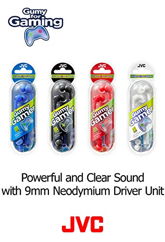 JVC Gumy Gamer, in Ear Earbud Headphones with Mic, Remote, and Mute Switch for Gaming and Chatting, Powerful Sound, Comfortable and Secure Fit, Silicone Ear Pieces S/M/L - HAFX7GA (Blue),Medium - color: Blue
