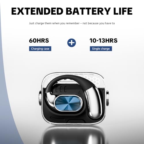 Open-Ear Headphones，360° Rotating Charging Case, Ergonomic Earhook | Bluetooth 6.0, IPX5, 60H Playtime, ENC Call Noise Reduction, Superior Sound Quality, Stable Fit for Commute & Workout