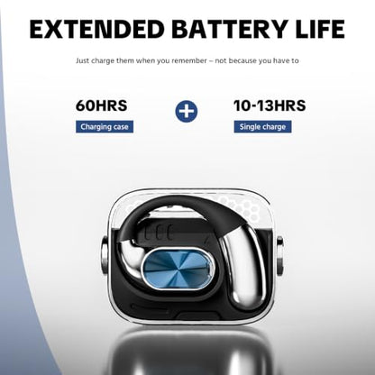 Open-Ear Headphones，360° Rotating Charging Case, Ergonomic Earhook | Bluetooth 6.0, IPX5, 60H Playtime, ENC Call Noise Reduction, Superior Sound Quality, Stable Fit for Commute & Workout