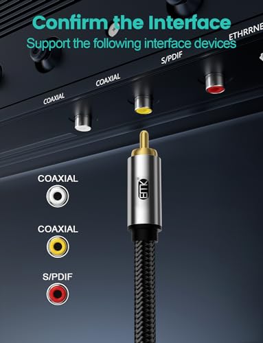 EMK 90 Degree Subwoofer Cable,RCA Male to Male Digital Coaxial Audio Cable for Television, DVD Player, Gaming Console, Projector, Speaker (16.5FT/5M) - size: 16.5 ft, style: 90 Degree to Straight