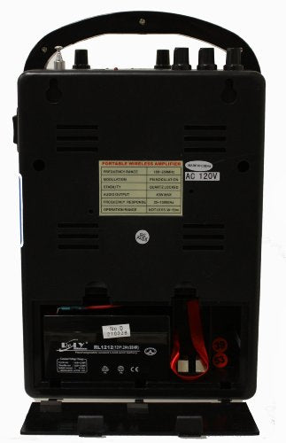 Hisonic HS122B-LL Portable Lithium Battery Rechargeable PA (Public Address) System with Dual Wireless Microphone System and Car Charger Cable, Black (2 Belt-Packs, Black)