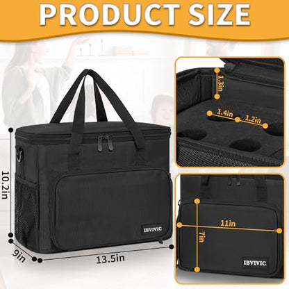IBVIVIC 8 Slots Wireless Microphone Case with Foam, Microphone Carry Bag | Mic Storage Travel Bag with Shoulder Strap for Singing Party, Travel, Performances, Hosting, Black - size: 8 Slots