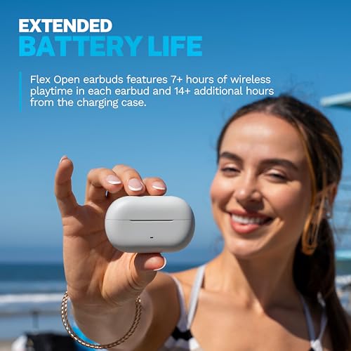 JLab, Flex, Open Ear Earbuds, Clip On Wireless Bluetooth Earbuds, Open Ear Headphones, Cloud White - color: Cloud White