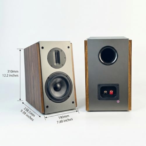 Passive Bookshelf Speakers, 2-Way Passive Speakers, 5.25" Woofer & 4" Ribbon Tweeter, 60Hz Bass for Home/Office/Theater Pair (Needs Amplifier or Receiver to Operate) - color: Brown