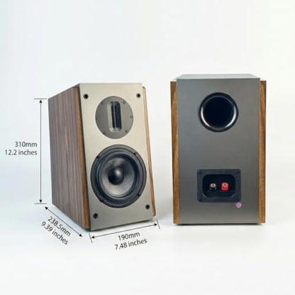 Passive Bookshelf Speakers, 2-Way Passive Speakers, 5.25" Woofer & 4" Ribbon Tweeter, 60Hz Bass for Home/Office/Theater Pair (Needs Amplifier or Receiver to Operate) - color: Brown