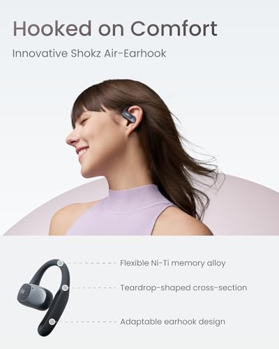 SHOKZ OpenFit Air - Open-Ear Headphones, True Wireless Earbuds, Water Resistant, Secure Earhooks for Daily Use, Black - color: Black