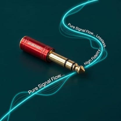 MOBOREST 1/4" Male to 3.5mm (1/8 in) Female TRS Headphone Adapter RED 1PCS | 6.35mm Male to 3.5mm Female adapter connectors for lossless TRS sound, guitar amp, piano, keyboard, mixer, studio - color: -RED-1PCS