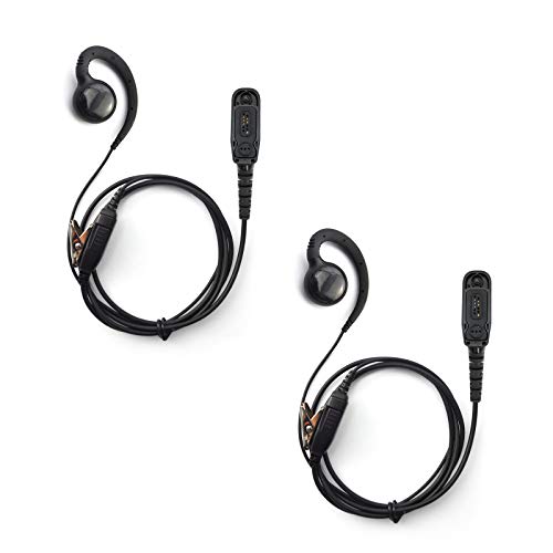 PROMAXPOWER [2-Pack] C-Shape Swivel Earpiece Headset with PTT Button & Microphone for Motorola Two-Way Radios XPR7350e, XPR7550, XPR7580, XiR-P8268, MTP850, APX4000 - size: 2-Pack