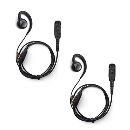 PROMAXPOWER [2-Pack] C-Shape Swivel Earpiece Headset with PTT Button & Microphone for Motorola Two-Way Radios XPR7350e, XPR7550, XPR7580, XiR-P8268, MTP850, APX4000 - size: 2-Pack
