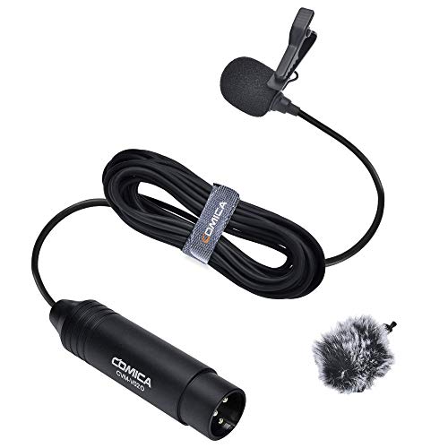 COMICA CVM-V02O Phantom Power Omnidirectional XLR Lavalier Lapel Microphone,14.76 fts Lapel Mic for Canon Sony Camcorders Zoom H4n H6 Tascam DR-60D/70D DR-100 Recorders Audio Mixer (1 Pack)