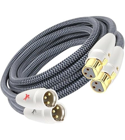 Balanced XLR Cable 2-Pack, Male to Female, 3-Pin, 3.2ft/1M, 24k Gold Plated - color: XLR Cables, size: 3.2FT/1m