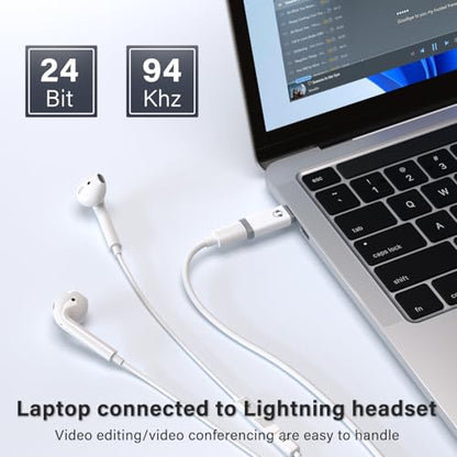 USB C to Lightning Audio Adapter, USB C Male to Female Lightning Headphone Audio Adapter Compatible with iPhone 16/16Pro/15 Pro, iPad Pro, iPad Air 6, MacBook, Galaxy S24 (No Charge)-2Pcs - color: White-2Pack