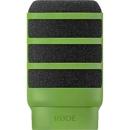Rode PodMic USB Dynamic Broadcast Microphone Bundle with WS14 Green External Pop Filter — XLR and USB-C, 24-Bit, Aphex DSP, Cardioid Studio Mic for Podcasting, Streaming, Voice Over, Broadcasting