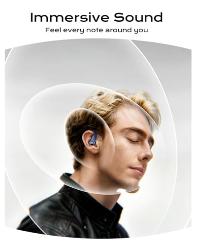 Wireless Earbuds Bluetooth 5.3 Sport Headphones with Earhooks,IPX7 Waterproof Earphones,48H Playtime Earbuds,Lightweight 7.8g,Noise Cancelling Mic Bluetooth Headphones for Running & Workout (Navy)