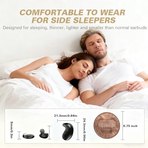 Xmenha Flat Invisible Sleep Wireless Earphone IPX5 Waterproof Thin Invisible Sleep Earbuds for Side Sleepers Sleep Ear Buds Smallest Tiny Small Mini Discreet Earbud for Sleeping Invisible Headphones - color: Nude