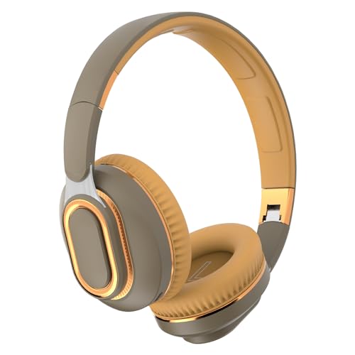 H7 Foldable Bluetooth Wireless Over Ear Headphones, Brown-Green | With1.5m Audio Cable, HiFi Stereo Lightweight Headset,With Mic,30H Playtime,For Travel/Gift/PC/Office/Cellphone - color: Brown-Green