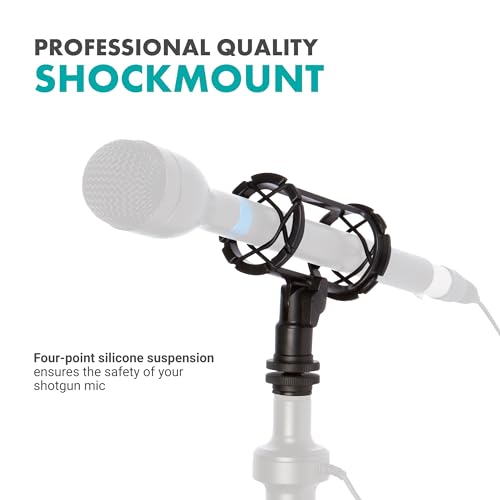 Movo SMM1 Microphone Shock Mount with Camera Cold Shoe for Shotgun Microphones 19-25mm in Diameter (Including Rode NTG-1, NTG-2, Sennheiser MKE-600)