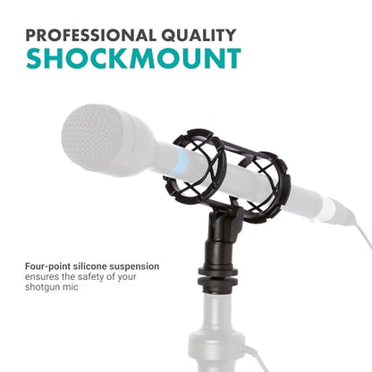 Movo SMM1 Microphone Shock Mount with Camera Cold Shoe for Shotgun Microphones 19-25mm in Diameter (Including Rode NTG-1, NTG-2, Sennheiser MKE-600)
