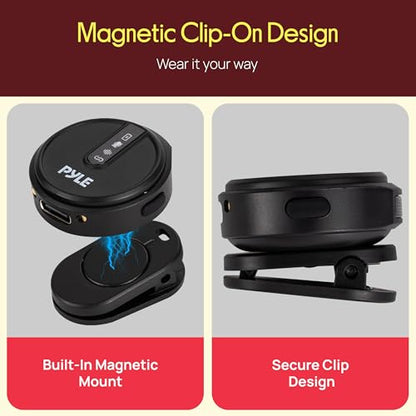 Pyle Wireless Lavalier Microphone System | Noise-Canceling Clip-On Mic with Magnetic Mount, 8H Battery, Charging Case, Windscreens | USB-C Plug & Play for Vlogging, Interviews, Streaming & Podcasts - style: USB-C