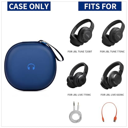 Comecase Headphone Case for JBL Tune 770NC，for JBL Live, 770NC, 660NC, 650B | Adjustable Divider, Cable Space and Carry Handle for Commuting, Gym and Travel, Students and Music Lovers, Case Only - Blue - color: Dark Blue