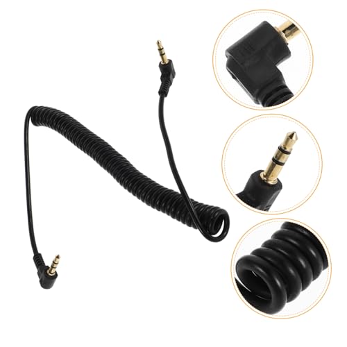 Coiled 3.5mm Audio Cable Right Angle for Headphones Speakers and Home Theater Devices Sturdy Stereo AUX Cable with Dual Bend Design