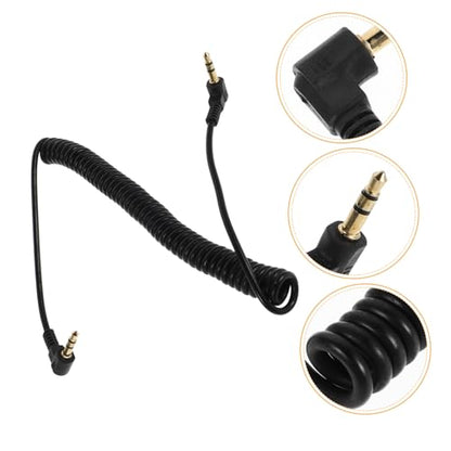 Coiled 3.5mm Audio Cable Right Angle for Headphones Speakers and Home Theater Devices Sturdy Stereo AUX Cable with Dual Bend Design