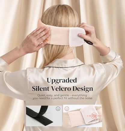 LC-dolida 3D Silk Bluetooth Sleep Mask, Mulberry Silk Sleep Mask with Bluetooth Headphones, Bluetooth Eye Sleep Mask for Side Sleepers, Total Blackout Bluetooth Eye Mask for Women Men, Champagne - color: Champagne