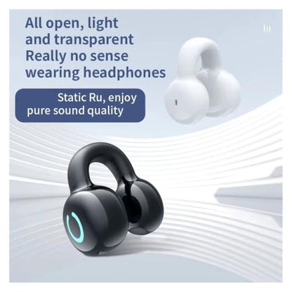 Bluetooth Earphone Single Ear Bone Conduction Earphone Clip Ear Music Noise Cancelling HD Call Sports Gaming Earphone(Single Black) - color: Single Black