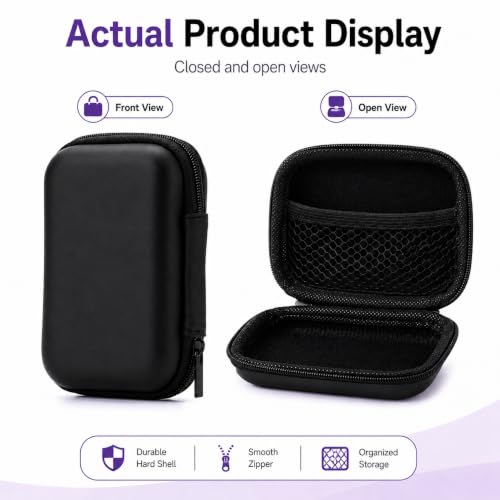 Headphone Case Hard Edge Zipper Bag Compact Portable Headset Storage Bag For Wireless,Headphones Earbuds Cables Charging Cable Travel Waterproof Commuting Home - color: Black