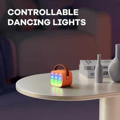 YLL Mini Karaoke Machine for Kids Adults, Portable Bluetooth Speaker with 2 Wireless Microphones, Birthday Gifts Toys for Girls Boys Ages 3, 4, 5, 6, 7, 8, 9,10,11,12+ Years Old Toddler (Orange) | Portable Bluetooth Mini Speaker with 2 Wireless Microphone