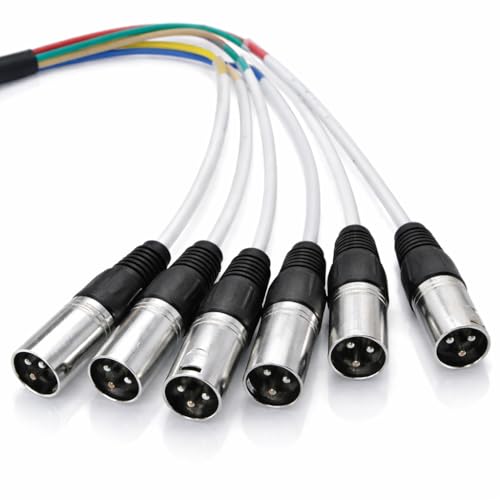 Seismic Audio SARLX-6x6 6-Channel XLR Snake Cable, 6 ft, 6X Female to 6X Male, Color Coded & Numbered, Shielded 22 AWG Copper