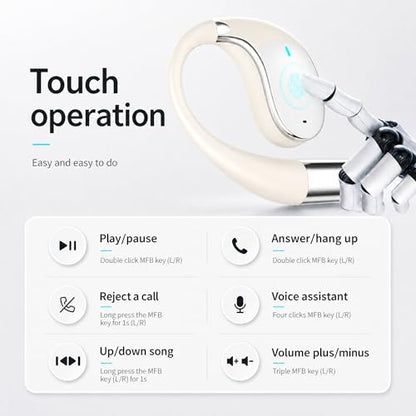 Wireless Headset Wireless Headphones Handsfree Call Wireless Earpiece Noise Cancellation Earbud Earphones Mic Compatible with Cell Phones Car Driver Trucker Business Office (Warm White with box) - color: Warm White with box