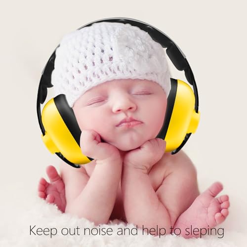 BBTKCARE Baby Ear Protection - Noise Reduction Earmuffs 3-36 Months - Comfortable Baby Headphones Against Hearing Damage & Improves Sleep - Yellow - color: Yellow