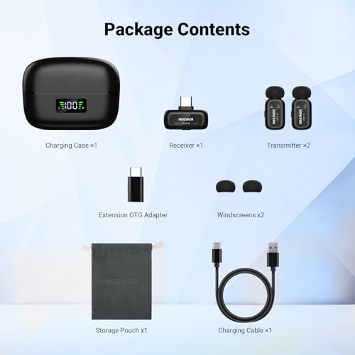 NEEWER KM19 Lightweight Wireless Lapel Microphone, 48kHz/24bit 30H Battery