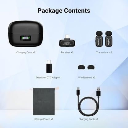 NEEWER KM19 Lightweight Wireless Lapel Microphone, 48kHz/24bit 30H Battery