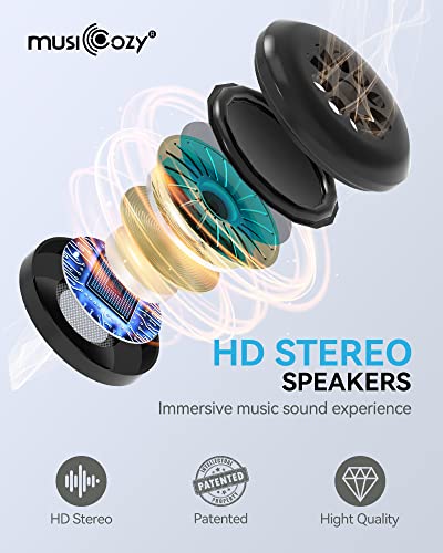 MUSICOZY Sleep Headphones Bluetooth 5.4 Sleep Mask with HD Sound | Breathable Flat Design with Cooling Lining, Washable Headband, 14 Hours Playtime for Travel Meditation Relaxation Gifts - color: Matte Black