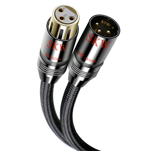 SKW Single Mic XLR Cable, XLR Male to Female Microphone Cables Nylon Jacket 32.8ft/10M | mic cord, dual foil braid shielding, self-locking connectors, for Shure SM7B Rode mixer preamp audio interface studio podcast