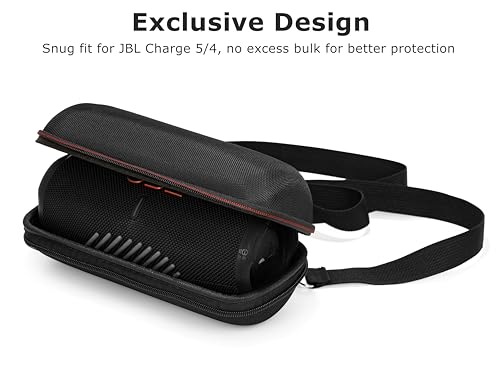 Ginsco Hard Carrying Case for JBL Charge 5/Charge 4 Waterproof Portable Bluetooth Speaker, Travel Case with Adjustable Shoulder Strap and Anti-Slip Handle, Hard Shell Shockproof Protective Cases
