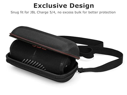 Ginsco Hard Carrying Case for JBL Charge 5/Charge 4 Waterproof Portable Bluetooth Speaker, Travel Case with Adjustable Shoulder Strap and Anti-Slip Handle, Hard Shell Shockproof Protective Cases