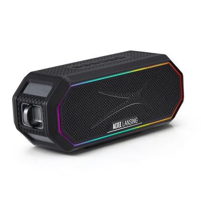Altec Lansing Magnetic Bluetooth Speaker HYDRAJOLT 2.0, Waterproof IP67, 12W Output Power, 16H Battery, Multicolor LED, 100ft Wireless Range, Voice Assistant, USB-C Quick Charge - color: Black