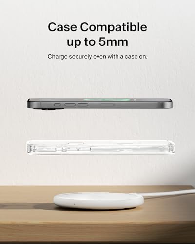 Belkin 15W Wireless Charging Pad, Qi Charger with Power Adapter | iPhone 16/15/14, AirPods, Samsung Galaxy S25/S24, Pixel 10 compatible, power adapter and cable included - color: White
