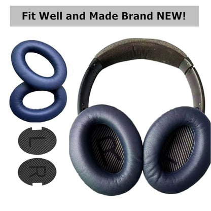 Headphones Replacement Ear Pads Cover, EarPads Cushion for Bose Quietcomfort QC15 QC25 QC35 35 ii -1 Pair (Navy Blue) - color: Navy Blue