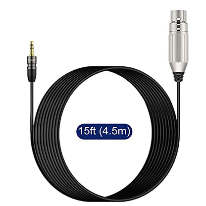 J&D XLR Female to 3.5mm TRS Male Balanced Mic Cable, 15 ft | 24K Gold-Plated Plugs and Copper Shell XLR to 3.5mm TRS Balanced Mic Cable for DSLR Cameras, Sound Cards and Mixers - size: 15 Feet