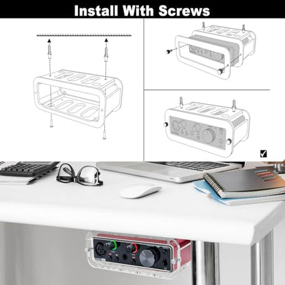 Under Desk Holder for Scarlett Solo 3rd Gen, Acrylic Under Desk Shelf Organizer Under Desk Mount Wall Mount Holder (Transparent) - color: Transparent