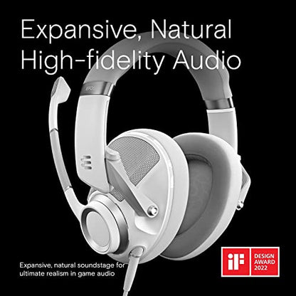 EPOS H6Pro - Open Acoustic Gaming Headset with Mic - Lightweight Headband - Comfortable & Durable Design - Xbox - PS4 - PS5 - PC/Windows Headset - Gaming Accessories (White) - color: White