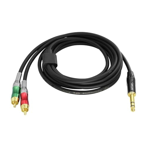 1/4" to RCA Y Splitter Cable,6.35mm TRS to Dual RCA Male Audio Cable Quarter inch Stereo to 2 RCA Phono Insert Audio Breakout Cable (3M/10Feet) - size: 3m/10FT