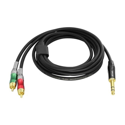 1/4" to RCA Y Splitter Cable,6.35mm TRS to Dual RCA Male Audio Cable Quarter inch Stereo to 2 RCA Phono Insert Audio Breakout Cable (3M/10Feet) - size: 3m/10FT