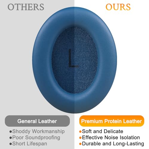 SOULWIT Professional Earpads Cushions Replacement for 1MORE SonoFlow/SonoFlow SE/SonoFlow Pro Headphones, Ear Pads with Soft Protein Leather, Noise Isolation Foam - Blue - color: Blue