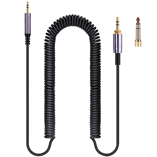 FAAEAL QC35 Coiled Audio Cable Replacement for Bose QC45(QuietComfort 45) NC700,AKG Y55BT Y55 Headphones, 2.5mm to 3.5mm(1/8”) Extension Aux Cord with 6.35mm (1/4") Adapter(4.2ft-14ft) - size: 4.2ft-14ft